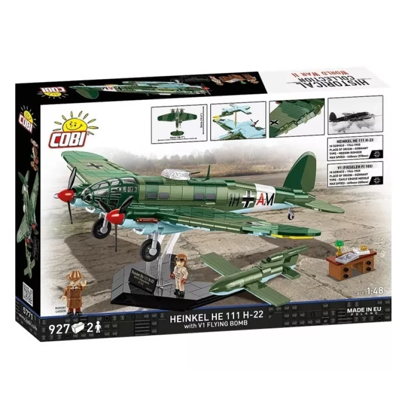 Conjunto de blocos de construção COBI Heinkel HE 111 H-22 com bomba voadora V1 927 peças
