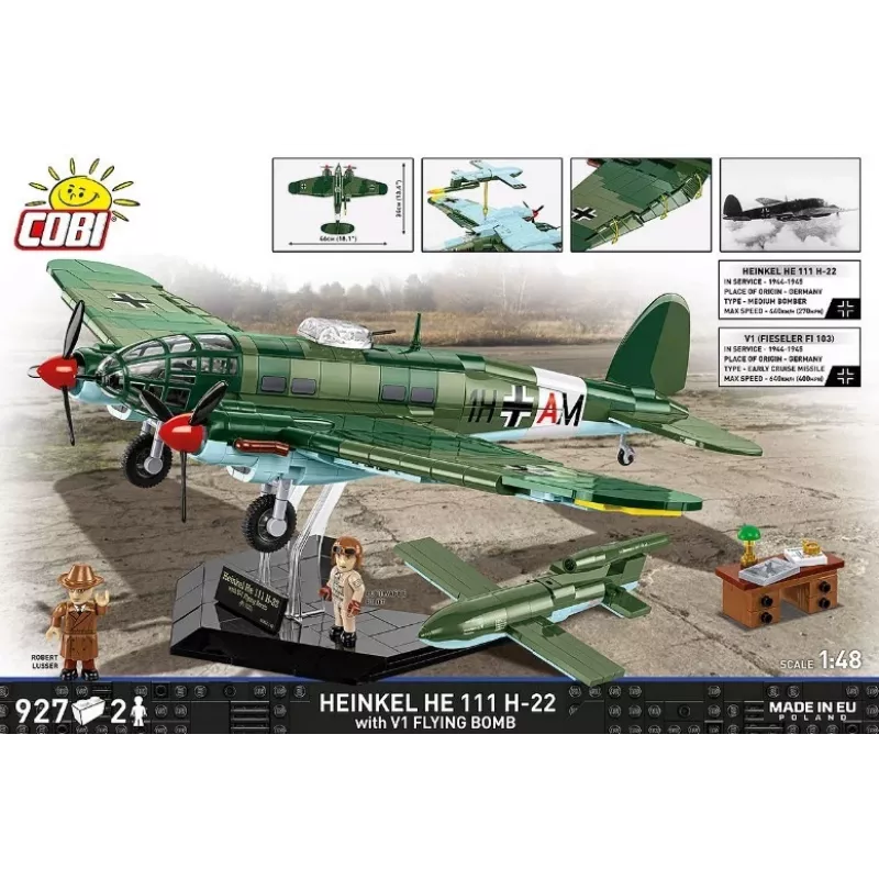 Conjunto de blocos de construção COBI Heinkel HE 111 H-22 com bomba voadora V1 927 peças
