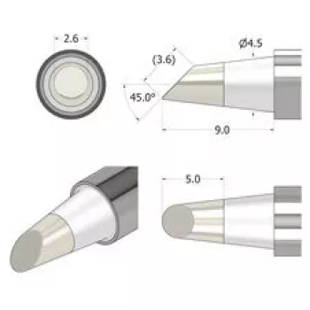 Ponta de soldar iFixit FixHub cónica em forma de cinzel 2,6 mm prateada