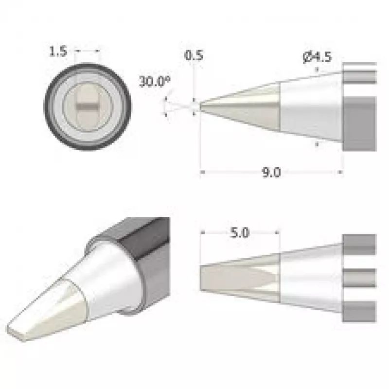 Ponta de soldar iFixit FixHub cinzel 1,5 mm prateada