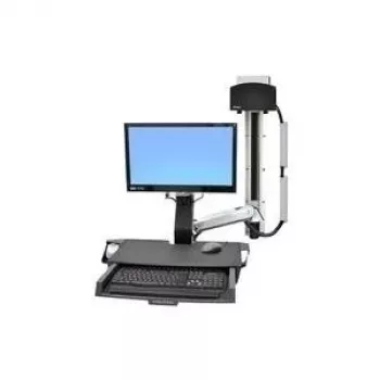 Sistema combinado Ergotron StyleView Sit-Stand com superfície de trabalho e suporte pequeno para CPU preto