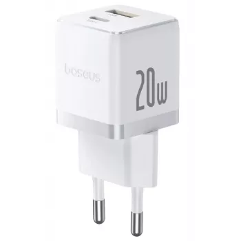 Carregador de parede Baseus Palm 20W USB-C + USB-A, branco