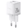 Baseus Palm 20W carregador de parede USB-C + USB-A, branco