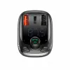 Carregador de carro com transmissor FM Bluetooth Baseus S-13 com QC 3.0/4.0 PD, mãos-livres, indicador LED, preto