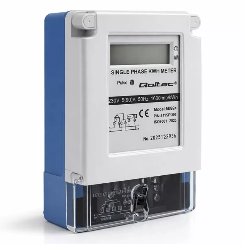 Contador de energia eletrónico monofásico Qoltec 230V 5(60)A LCD