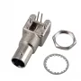EFB-Elektronik Conector fêmea BNC, conector fêmea de encastrar, montagem PCB, 50 Ohm, metal maciço, conector coaxial em ângulo reto (52594.1)