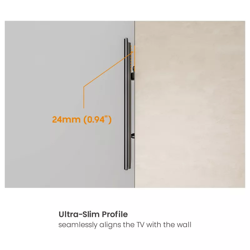 Equip 32-100 Suporte de parede para TV sem perfuração, braço único, 75 kg, preto