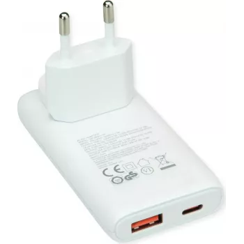 VALUE Carregador de parede USB, ficha EU/US, 2x USB (A+C), 65W