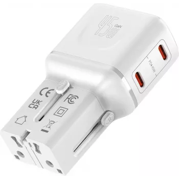 VALUE Carregador de viagem USB, EU/UK/US, 2x USB-C, 45W