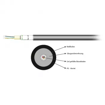 EFB Electronics Cabo de fibra ótica exterior A-DQ(ZN)B2Y 4x12G 50/125µm OM3 PE preto (48 fibras)