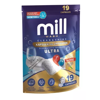 MADONIS MILL CLEAN&SHINE Pastilhas Ultra para Máquina de Lavar Louça, 19 unid., 3K.D