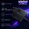 Qoltec Carregador GaN USB-C PD 100W 5-20V 3-5A Preto