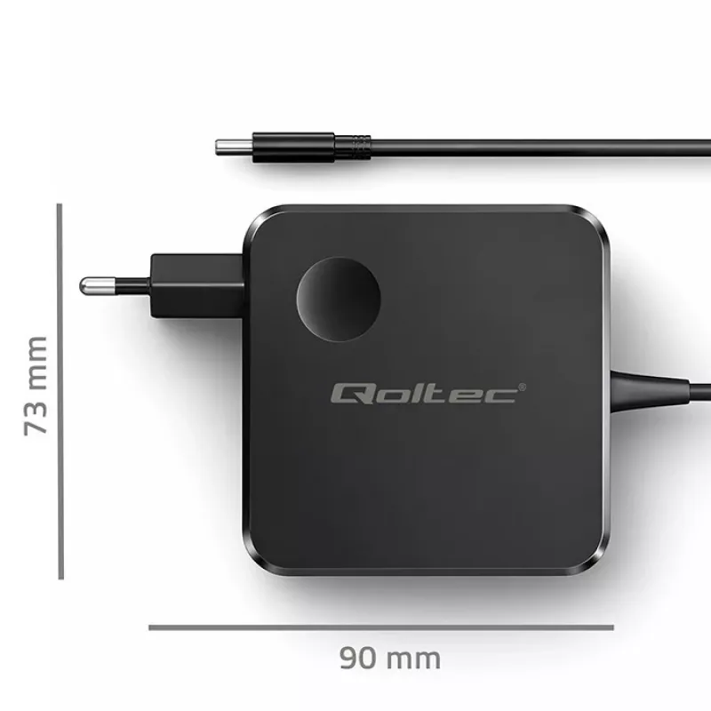 Qoltec Carregador GaN USB-C PD 100W 5-20V 3-5A Preto