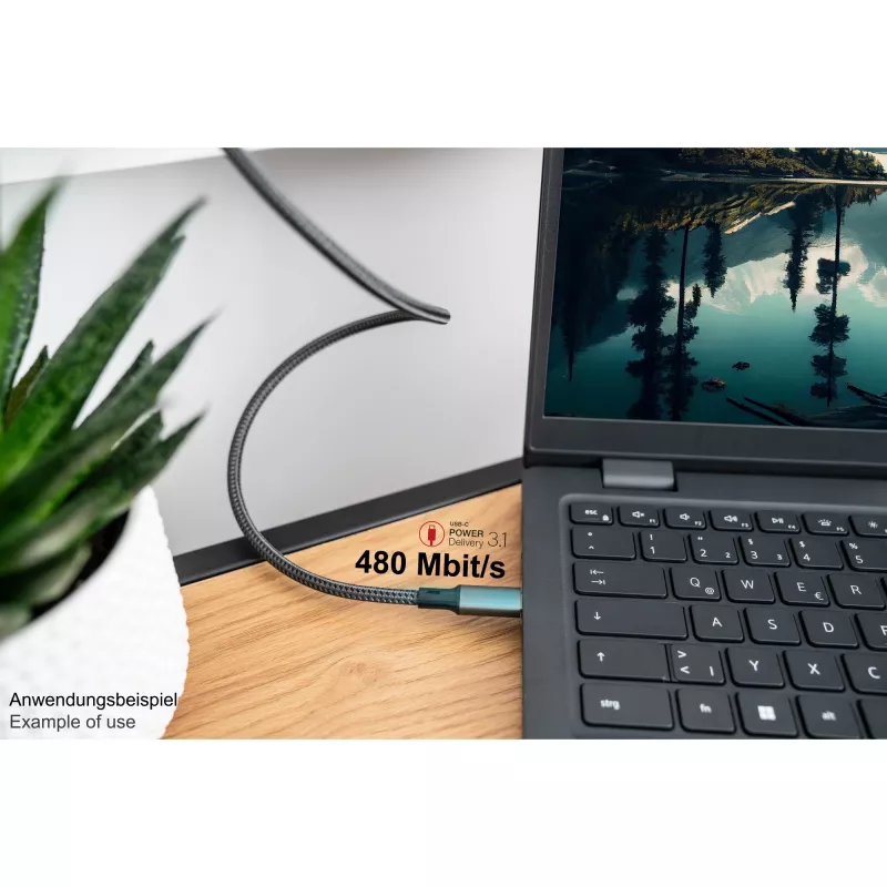 GoodConnections Cabo de Ligação USB-C 2.0 (ST-ST) 3m Revestimento Têxtil 240W Antracite