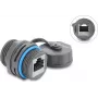 Delock Acoplamento RJ45 fêmea/fêmea Cat.6A com rosca M23,5 x 1,5 mm e tampa de proteção IP68 à prova de pó e água cinzento (87157)