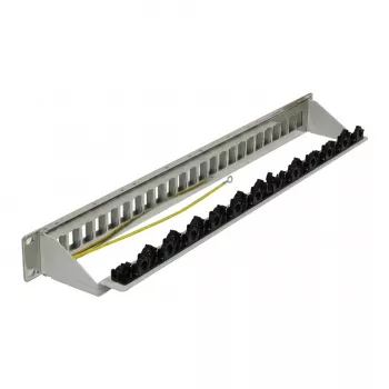 Synergy 21 Painel de patch keystone 24 portas 1U cinzento claro V4 com fixação de cabos