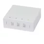 Synergy21 caixa de parede FTTH para 4 acopladores SC simplex ou LC duplex, 80x80mm com guia de cabos, montagem em calha DIN/parede, termorretrátil, branco