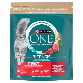 Purina ONE Sterilcat alimento seco para gatos vaca & trigo 750g