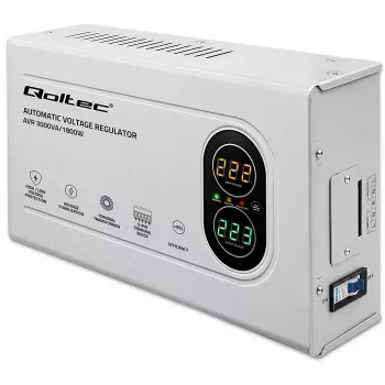 Qoltec regulador automático de tensão AVR 3000VA 1800W transformador toroidal compacto