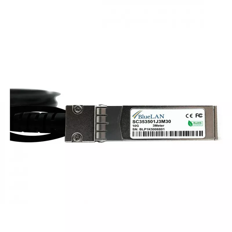 BlueOptics compatível Extreme Networks 10305 BlueLAN 10GBASE-CR cabo direct attach SFP+ para SFP+ passivo, 3m, AWG30 (10305-BL)