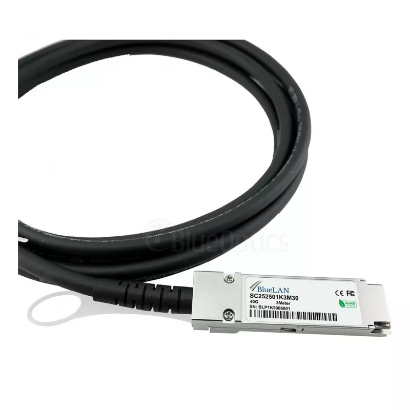 BlueOptics Networks 10312 compatível BlueLAN cabo direct attach copper QSFP+ passivo, 40GBASE-CR4, 1m, 30AWG
