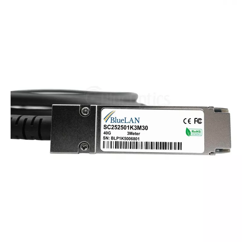 BlueOptics Networks 10312 compatível BlueLAN cabo direct attach copper QSFP+ passivo, 40GBASE-CR4, 1m, 30AWG