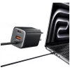 USAMS JC Series CC266 carregador rápido GaN 65W 2xUSB-C 1xUSB-A com cabo USB-C integrado 1,5m branco