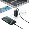 USAMS JC Series CC266 carregador rápido GaN 65W 2xUSB-C 1xUSB-A com cabo USB-C integrado 1,5m branco