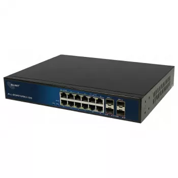 ALLNET ALL-SG8616PMJ-10G switch gerido Layer 2+, 16 portas (12x GbE, 4x SFP+), orçamento PoE 130W, 8x PoE+, montagem em rack