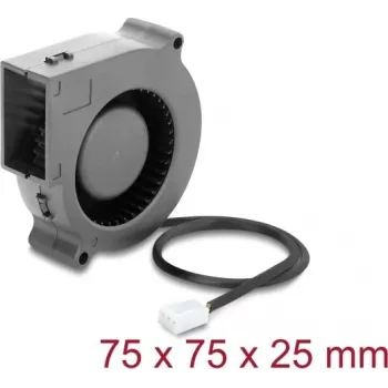 Ventoinha radial Delock 12 V DC 75 x 75 x 25 mm com conector de ventoinha de 3 pinos, preto (67494)
