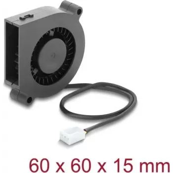 Delock Ventoinha Radial / Ventoinha de Sopro 12 V DC 60 x 60 x 15 mm com Conector de Ventoinha de 3 Pinos, Preto (67491)