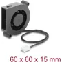 Delock Ventoinha Radial / Ventoinha de Sopro 12 V DC 60 x 60 x 15 mm com Conector de Ventoinha de 3 Pinos, Preto (67491)