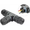 Delock Conector de Cabo em T, Barra de Terminais de 3 Polos, IP68 à Prova de Água, para Diâmetro de Cabo 5-9 mm, incl. Vedantes para 9-12 mm, sem Ferramentas, Preto (87244)