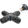 Delock Conector de Cabo em X com Terminal de Parafuso 3 Polos, IP68 à Prova de Água para Diâmetro de Cabo 5 - 9 mm, incl. Vedantes para 9 - 12 mm, sem Ferramentas Preto (87247)