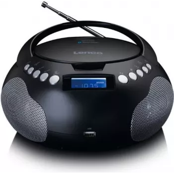 Lenco SCD-331BK Rádio CD Portátil com Bluetooth, USB, Rádio FM, Ecrã LCD, Preto