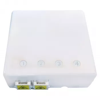 EFB Elektronik caixa FTTH para 4 acopladores SC-S ou LC-D 80x80 com guia de cabos, versão termorretrátil