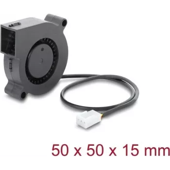 Delock Ventoinha Radial / Ventoinha de Sopro 12 V DC 50 x 50 x 15 mm com Conector de Ventoinha de 3 Pinos, Preto (67490)