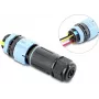 Delock Conector de Cabo com Fecho de Baioneta 3 Polos Macho para Fêmea com Caixa para Montagem em Painel, IP68 à Prova de Água para Diâmetro de Cabo 5 - 9 mm, incl. Vedante para 9 - 12 mm, sem Ferramentas Preto (87250)