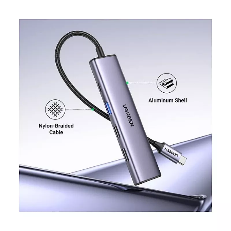 UGREEN CM478 Hub USB-C 5-em-1 100W PD 1x HDMI 1x USB-C PD IN 2x USB-A 2.0 1x USB-A 3.0