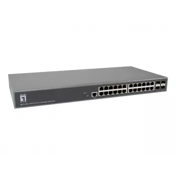 LevelOne TURING Switch Gigabit Gerido L3 Lite de 28 Portas, 24 x 1G RJ45, 4 x 1G/10G SFP+ Uplinks
