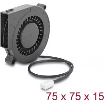 Delock Ventoinha Radial / Sopro 12 V DC 75 x 75 x 15 mm com Conector de Ventoinha de 3 Pinos, Preto (67493)