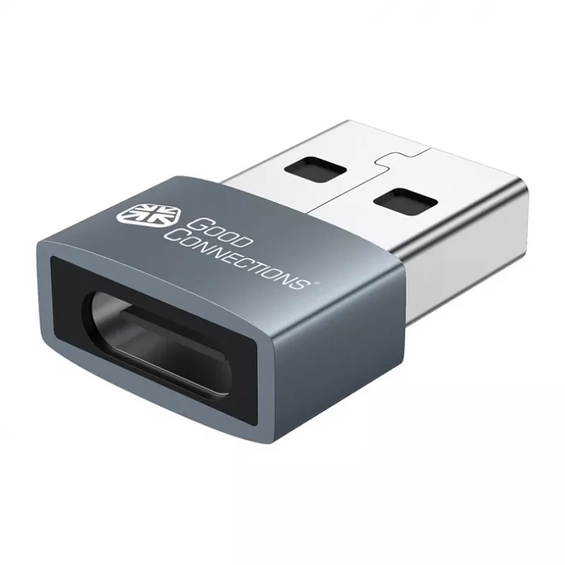 Good Connections Adaptador USB 2.0 USB-A Macho para USB-C Fêmea Caixa de Alumínio Cinzento Pack de 2