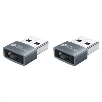 Good Connections Adaptador USB 2.0 USB-A Macho para USB-C Fêmea Caixa de Alumínio Cinzento Pack de 2