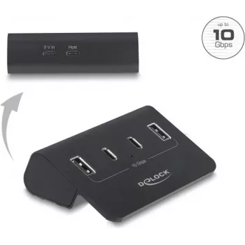 Delock Hub USB 10 Gbps com 2 Portas USB Type-C e 2 Portas USB Type-A (64259)