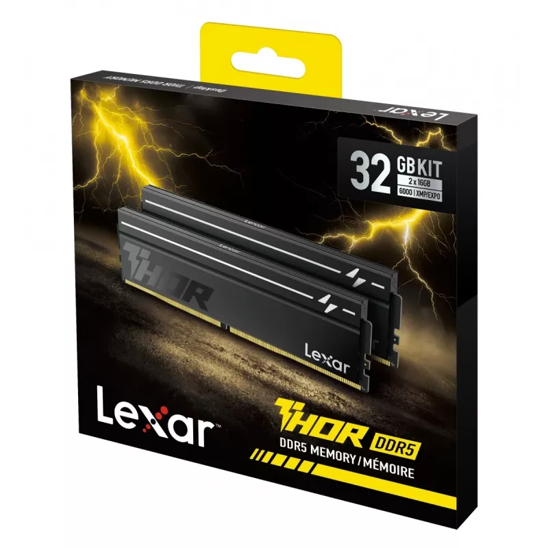 Lexar THOR 2ª Geração 32GB (2x16GB) DDR5 6000MHz CL38 RGB Memória Desktop Preta