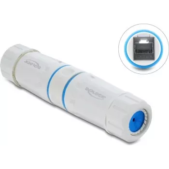 Delock Acoplador RJ45 Fêmea para Fêmea Cat.6A com Rosca M23,5 x 1,5 mm IP68 à Prova de Poeira e Água Branco (90661)