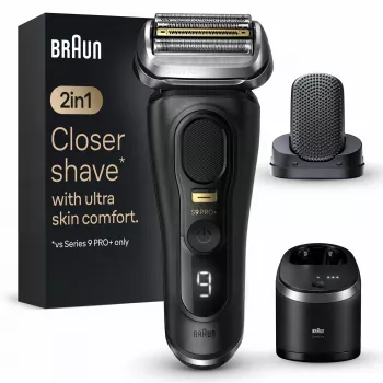 Máquina de barbear de rede Braun Series 9 Pro+ 9590cc para uso húmido e seco com aparador preto