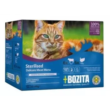 BOZITA Sterilised pedaços em geleia com carne comida húmida para gato Multibox 12 x 85g
