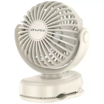 AWEI F45 mini ventoinha de mesa com clipe, 1200mAh, branco