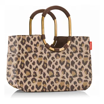 Reisenthel Loopshopper L cesto de compras saco Leo Macchiato, 25L, castanho/bege